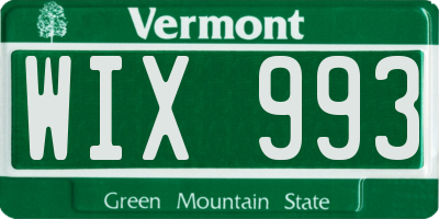 VT license plate WIX993