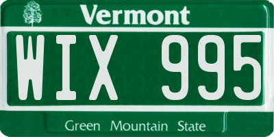 VT license plate WIX995