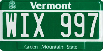 VT license plate WIX997