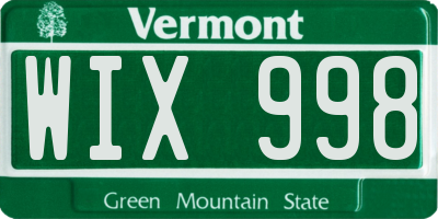 VT license plate WIX998