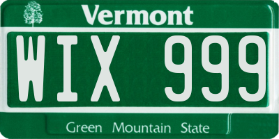 VT license plate WIX999