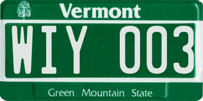 VT license plate WIY003