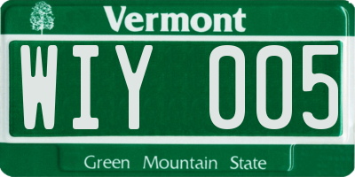VT license plate WIY005