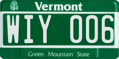VT license plate WIY006
