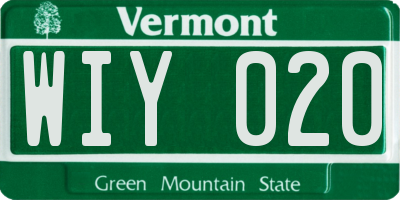 VT license plate WIY020