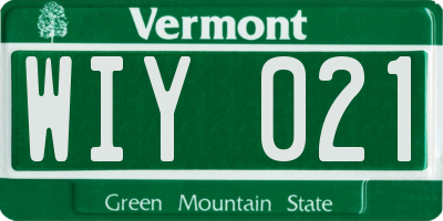 VT license plate WIY021