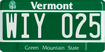 VT license plate WIY025