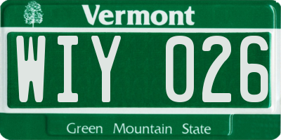 VT license plate WIY026
