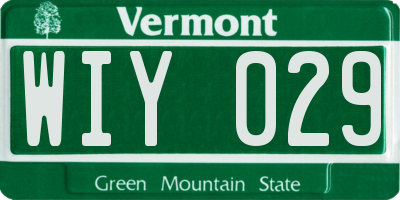 VT license plate WIY029