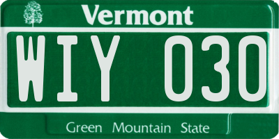 VT license plate WIY030