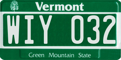 VT license plate WIY032
