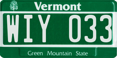 VT license plate WIY033