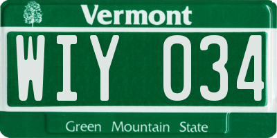 VT license plate WIY034