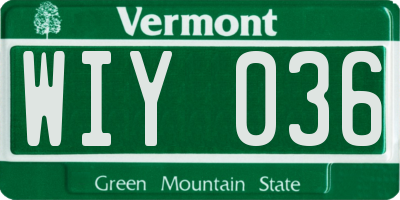 VT license plate WIY036