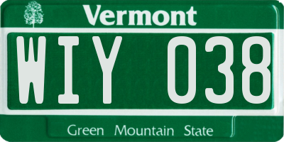 VT license plate WIY038