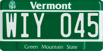 VT license plate WIY045