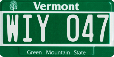 VT license plate WIY047