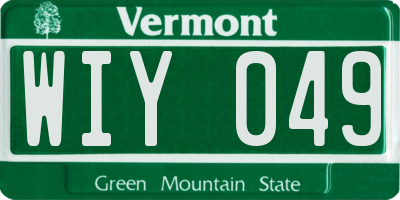 VT license plate WIY049