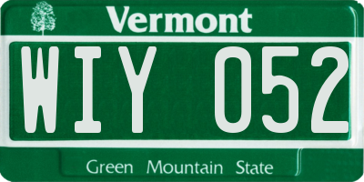 VT license plate WIY052