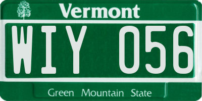 VT license plate WIY056