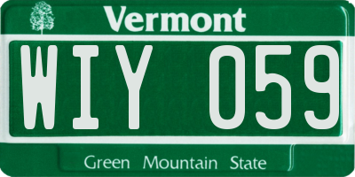 VT license plate WIY059