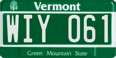 VT license plate WIY061
