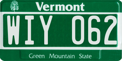 VT license plate WIY062