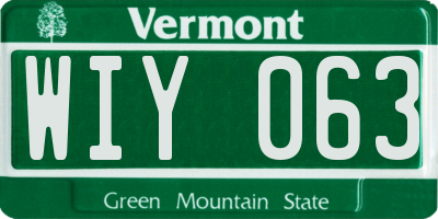 VT license plate WIY063