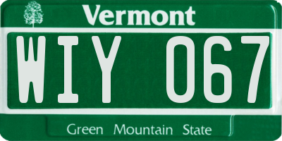 VT license plate WIY067