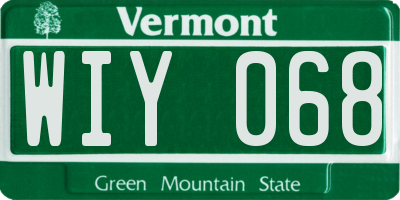 VT license plate WIY068