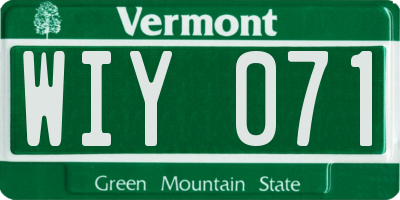 VT license plate WIY071