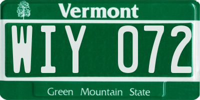 VT license plate WIY072