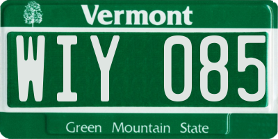 VT license plate WIY085
