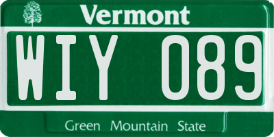VT license plate WIY089
