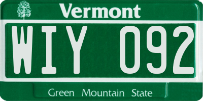 VT license plate WIY092