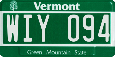 VT license plate WIY094