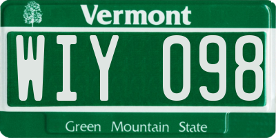 VT license plate WIY098