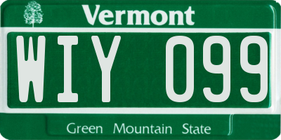 VT license plate WIY099