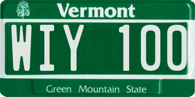 VT license plate WIY100