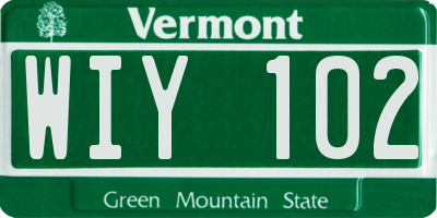 VT license plate WIY102