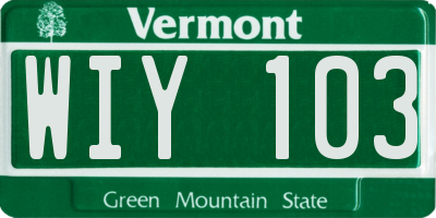 VT license plate WIY103