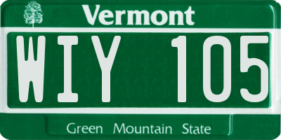 VT license plate WIY105