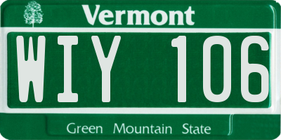 VT license plate WIY106