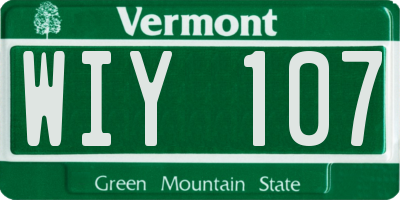 VT license plate WIY107