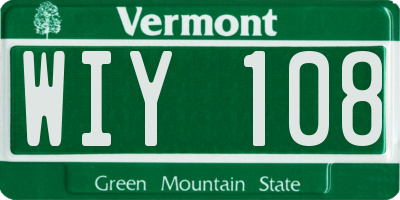 VT license plate WIY108