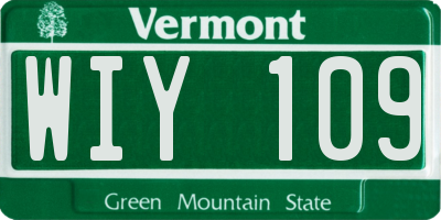 VT license plate WIY109
