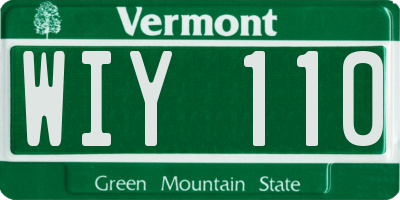VT license plate WIY110