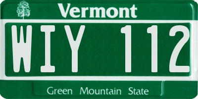 VT license plate WIY112