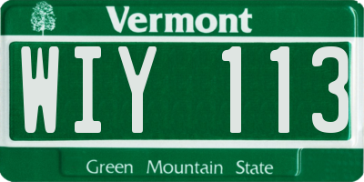 VT license plate WIY113