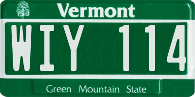 VT license plate WIY114